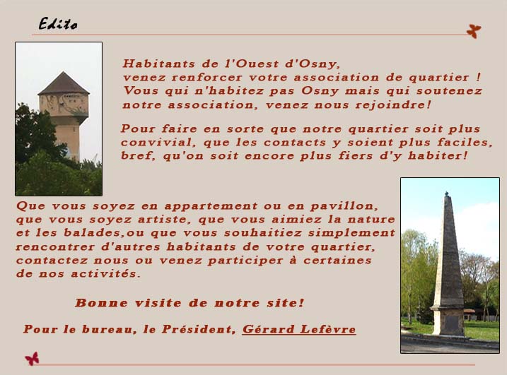 Editorial du président de l'association Osny Ouest 